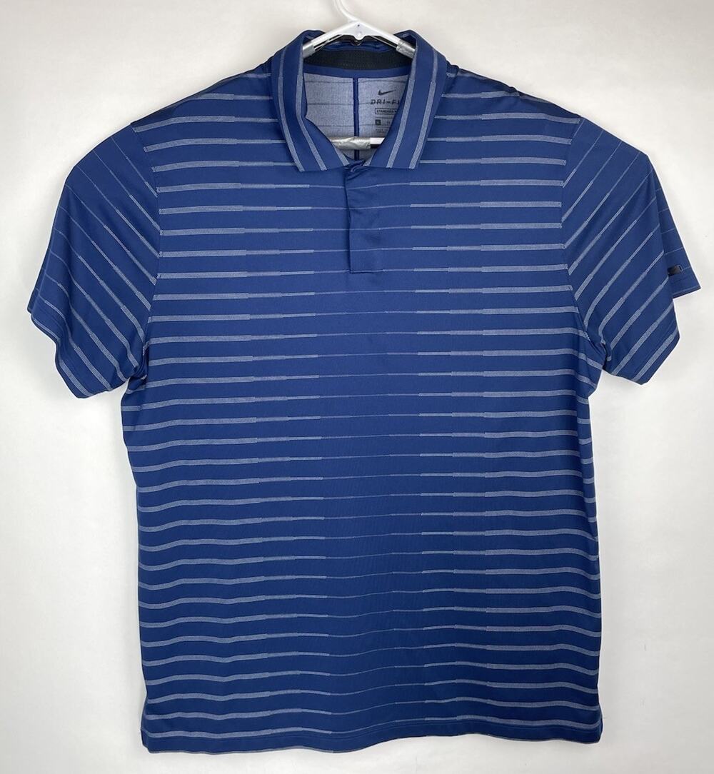 NIKE Tiger Woods Golf Polo Shirt Blue/White/Black Sz XL Dri-Fit TW BV0350-492
